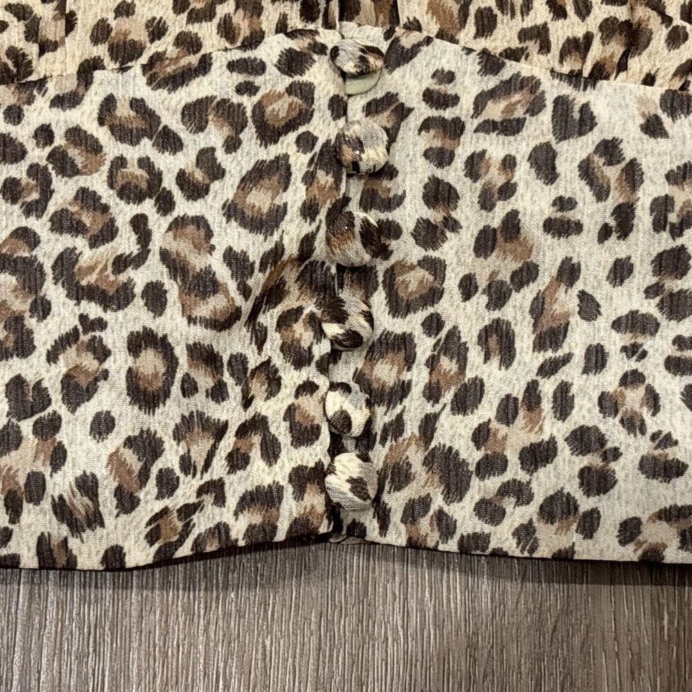 Petal & Pup Top Size 4 Cropped Leopard Print Balloon Sleeve Festival NEW - Picture 7 of 11